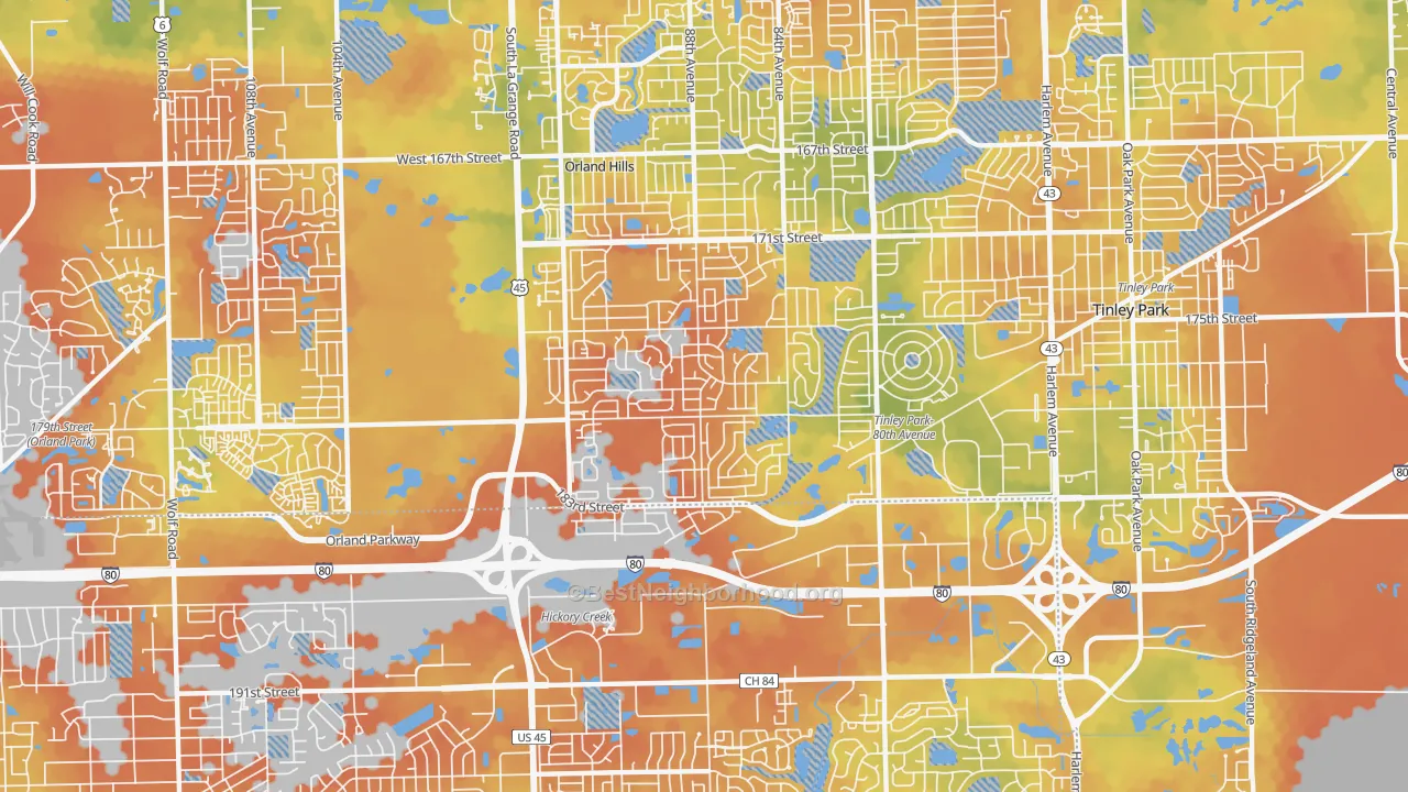 Bike Grade map of 60487, IL