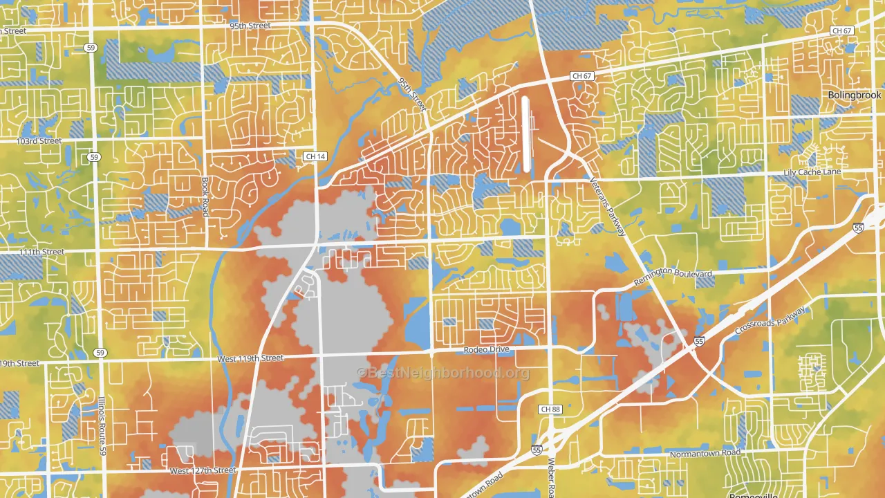 Bike Grade map of 60490, IL