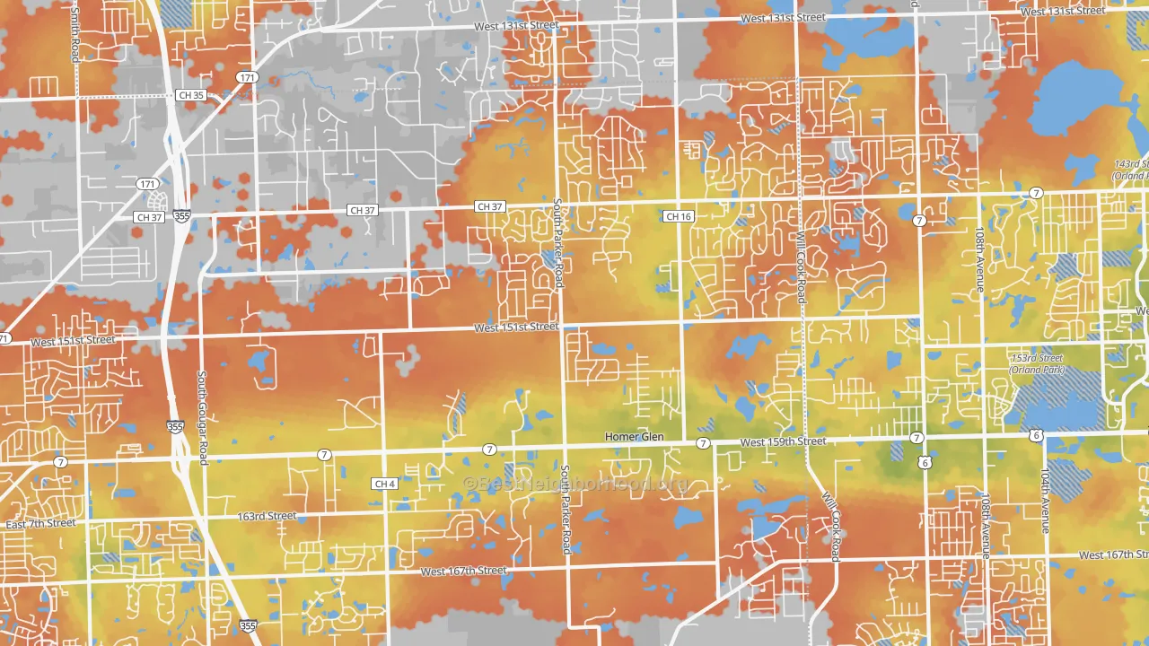 Bike Grade map of 60491, IL