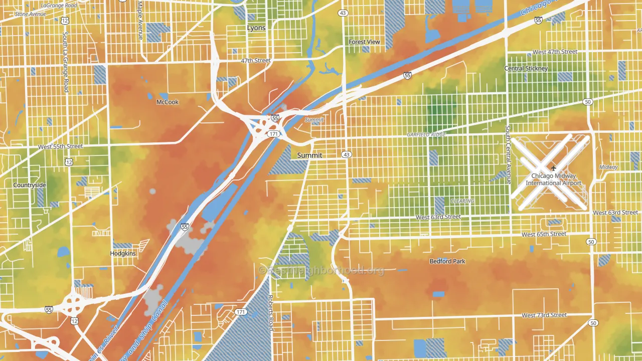 Bike Grade map of 60501, IL