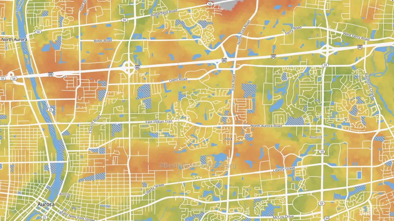 Bike Grade map of 60502, IL