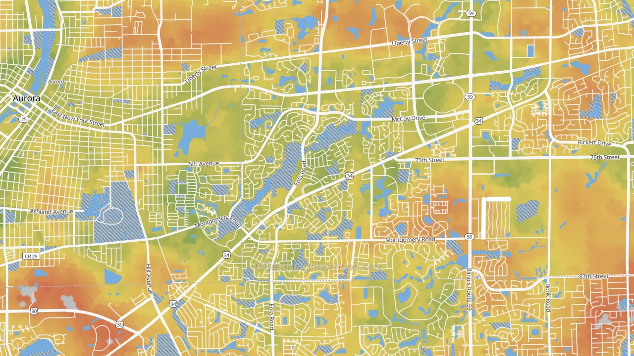 Bike Grade map of 60504, IL
