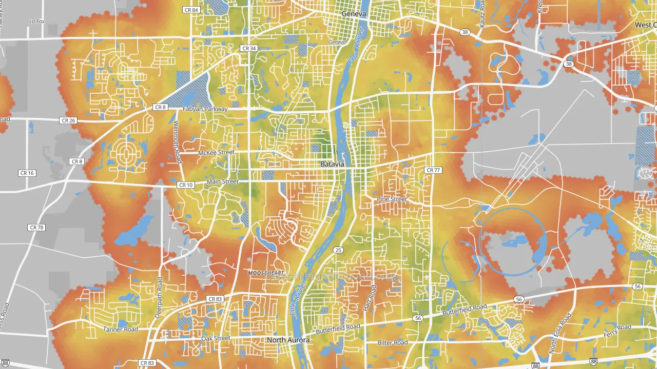 Bike Grade map of 60510, IL