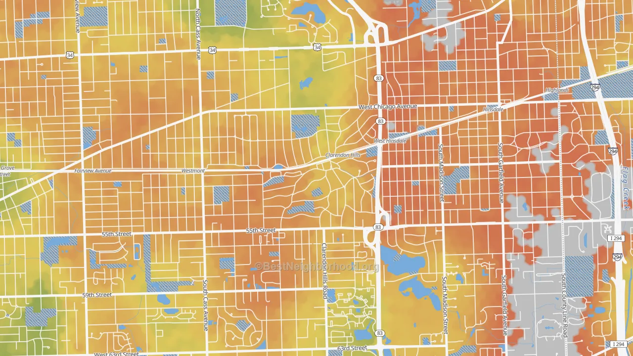 Bike Grade map of 60514, IL