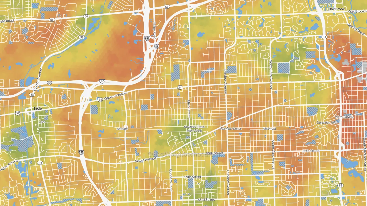 Bike Grade map of 60515, IL