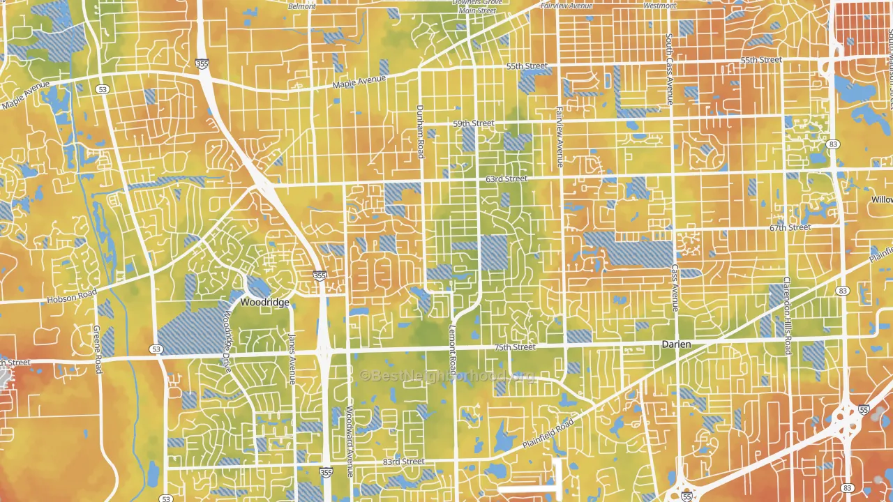 Bike Grade map of 60516, IL
