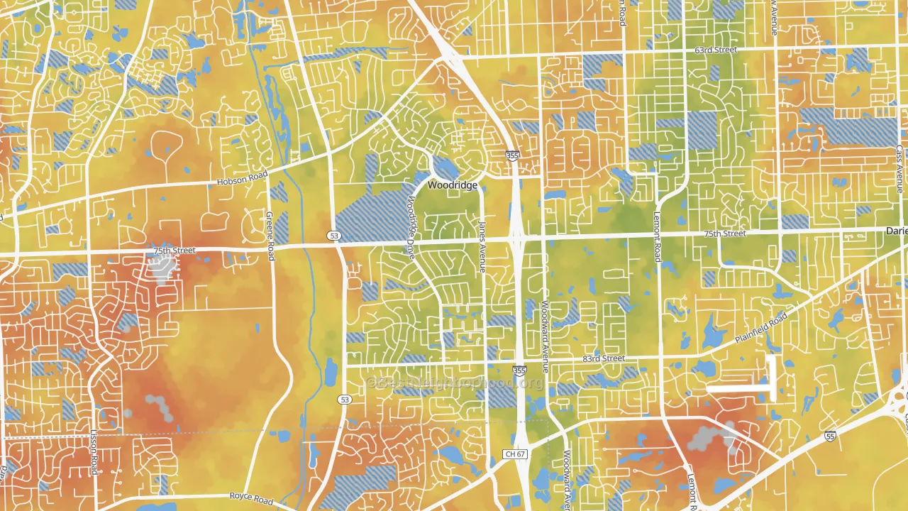 Bike Grade map of 60517, IL