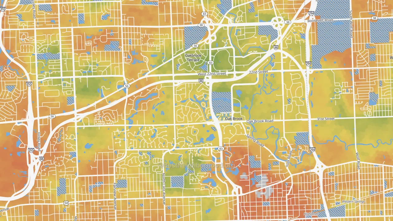 Bike Grade map of 60523, IL