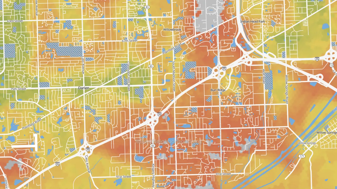 Bike Grade map of 60527, IL