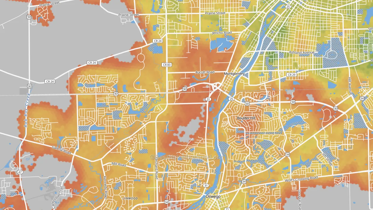 Bike Grade map of 60538, IL