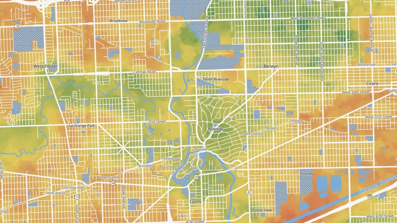 Bike Grade map of 60546, IL