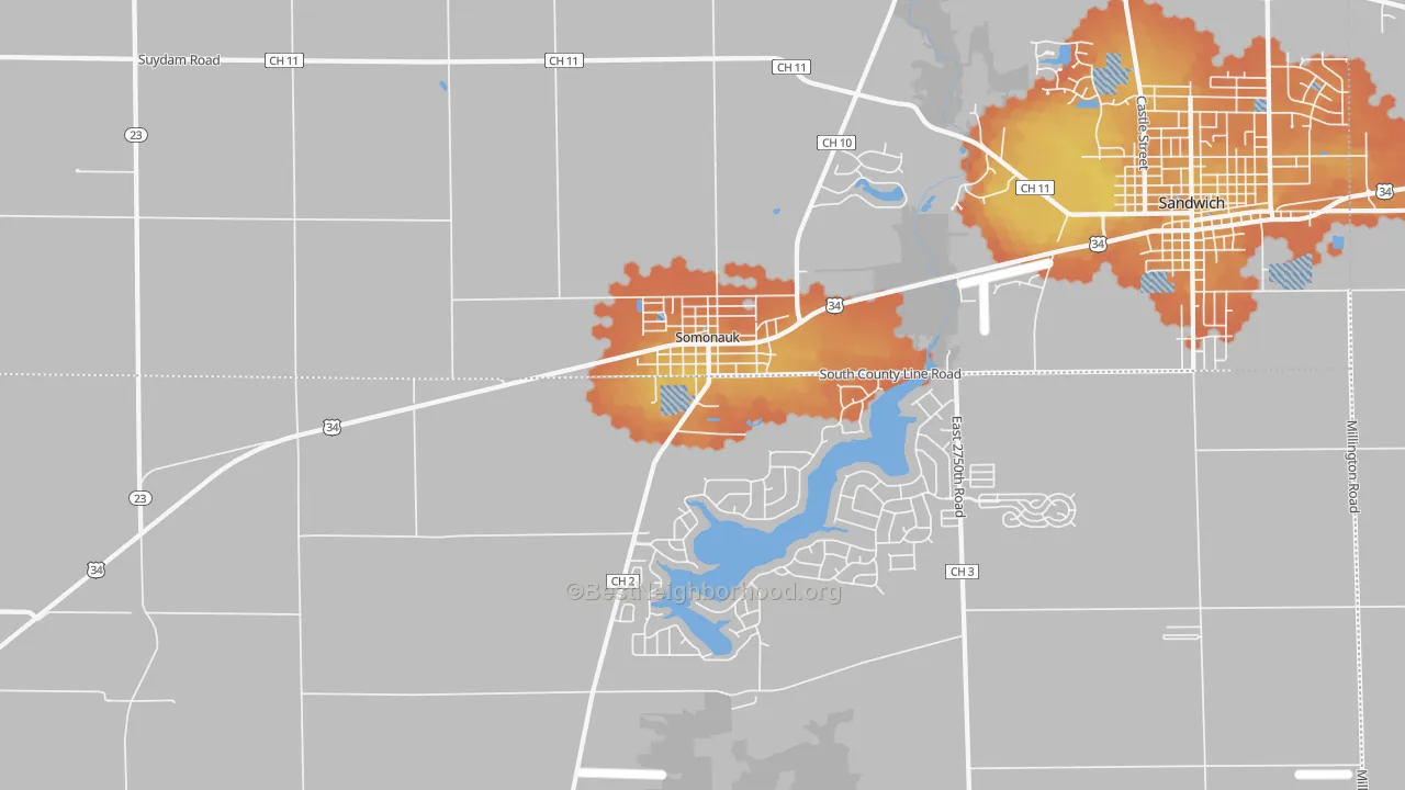 Bike Grade map of 60552, IL