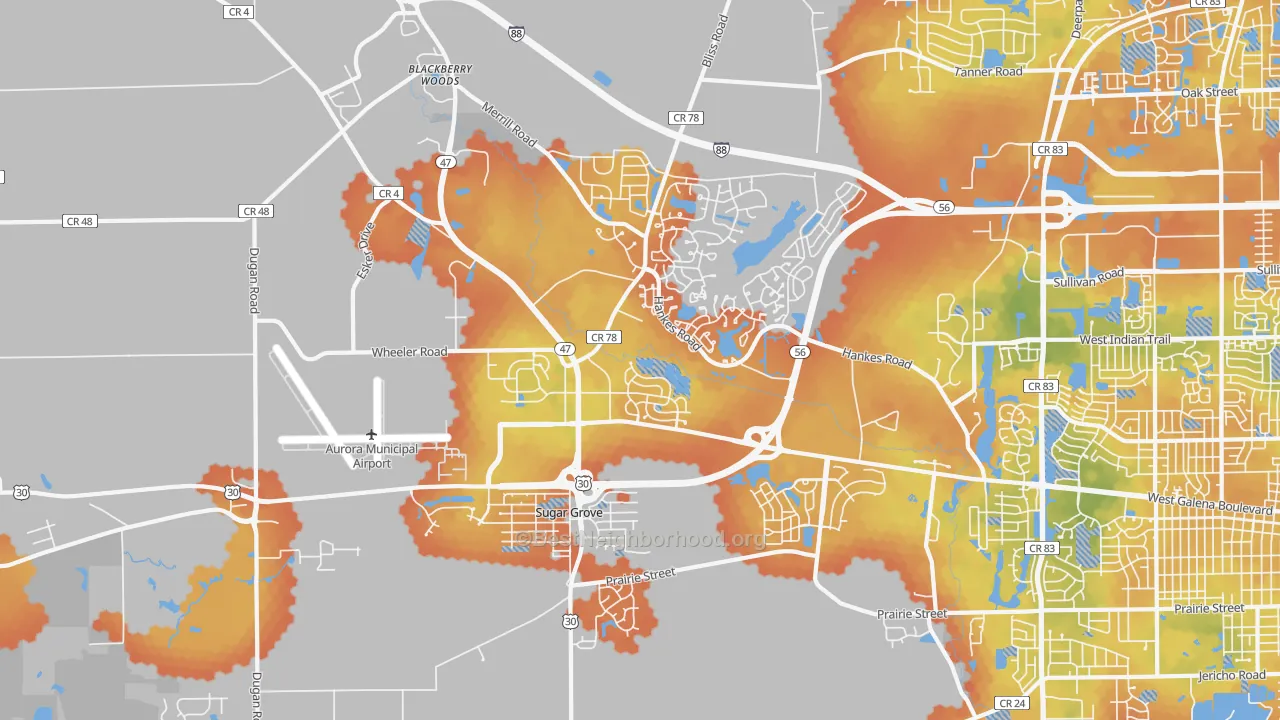 Bike Grade map of 60554, IL