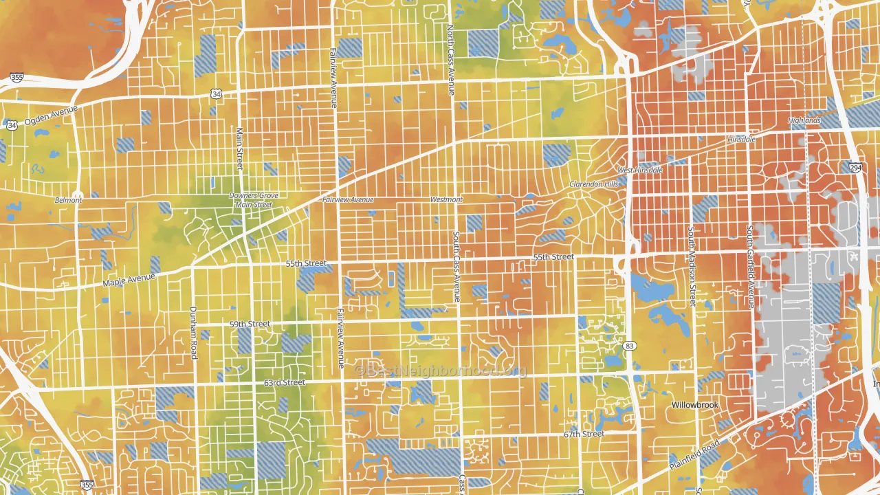 Bike Grade map of 60559, IL