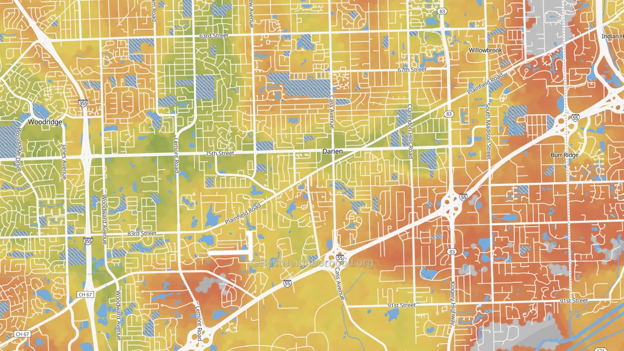 Bike Grade map of 60561, IL