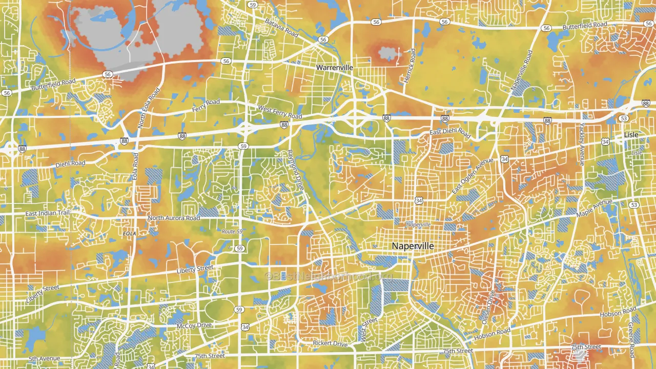 Bike Grade map of 60563, IL