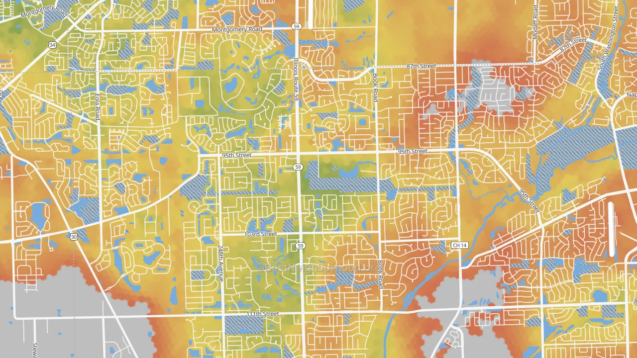 Bike Grade map of 60564, IL
