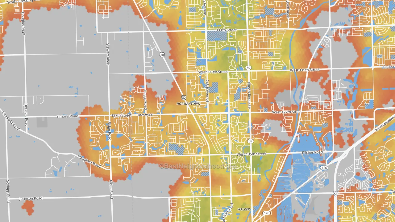 Bike Grade map of 60585, IL
