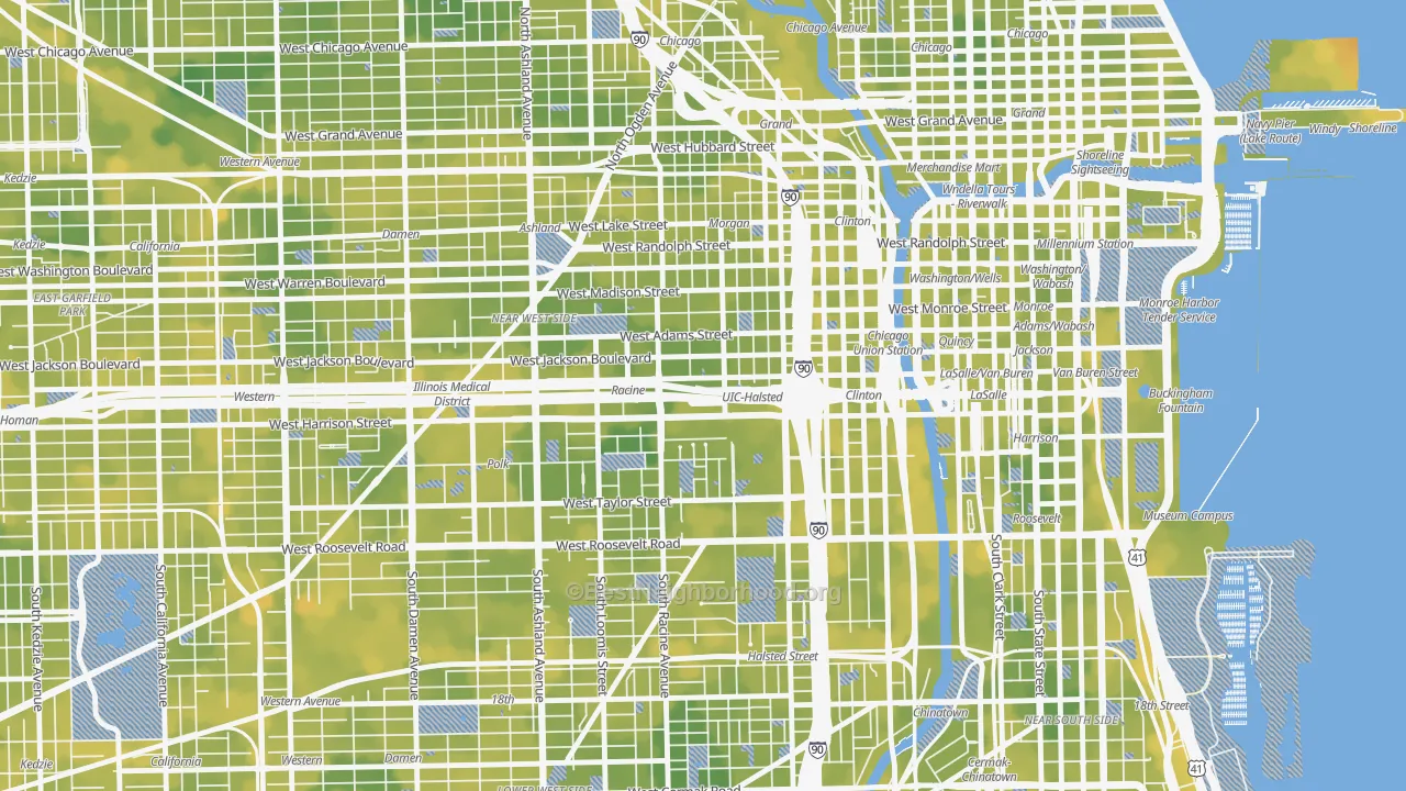 Bike Grade map of 60607, IL