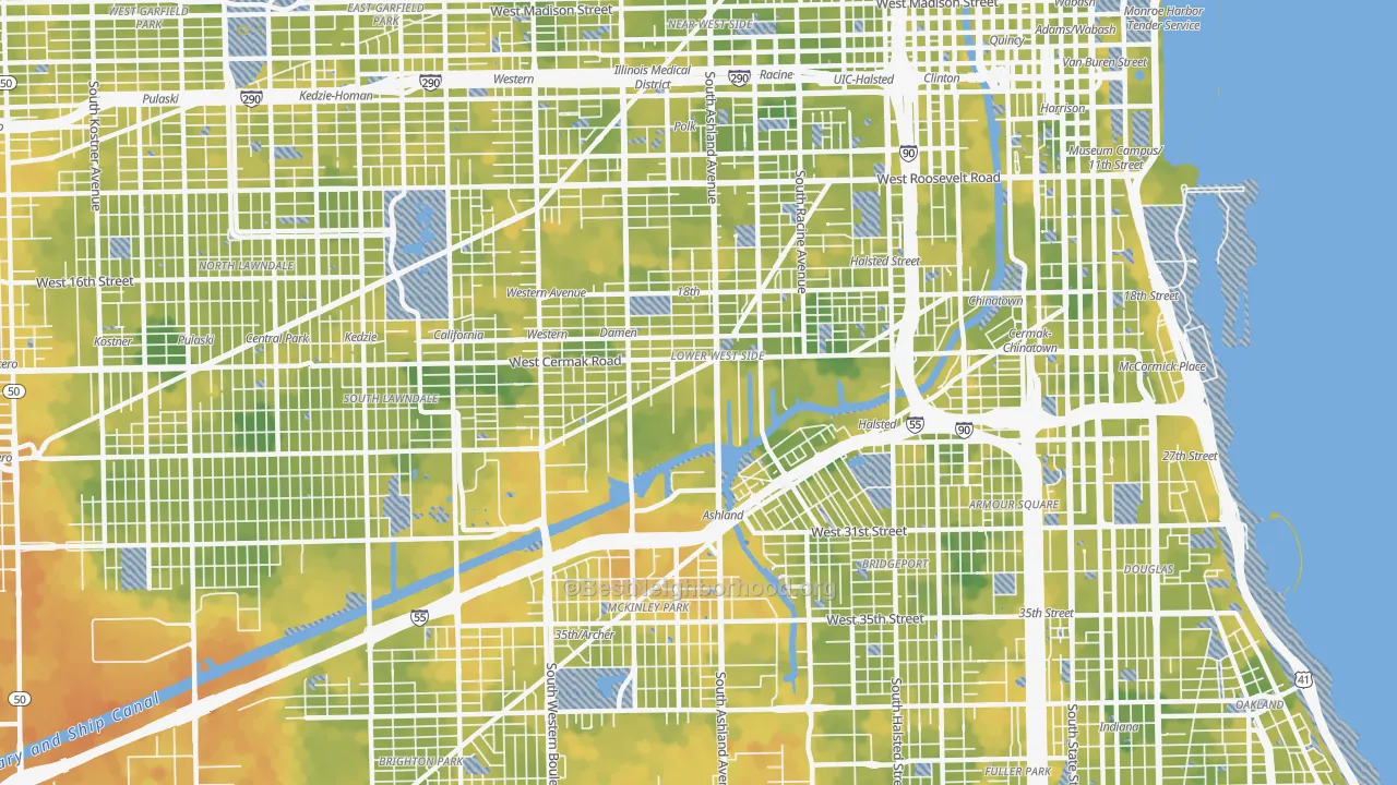 Bike Grade map of 60608, IL
