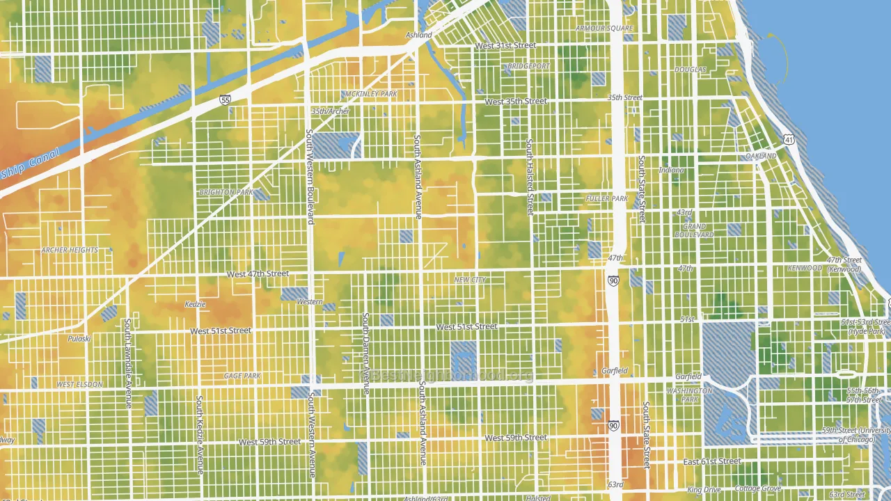 Bike Grade map of 60609, IL