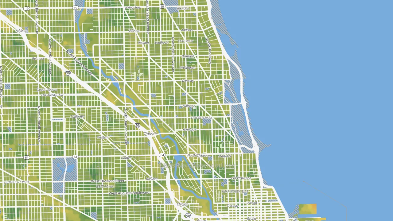 Bike Grade map of 60614, IL