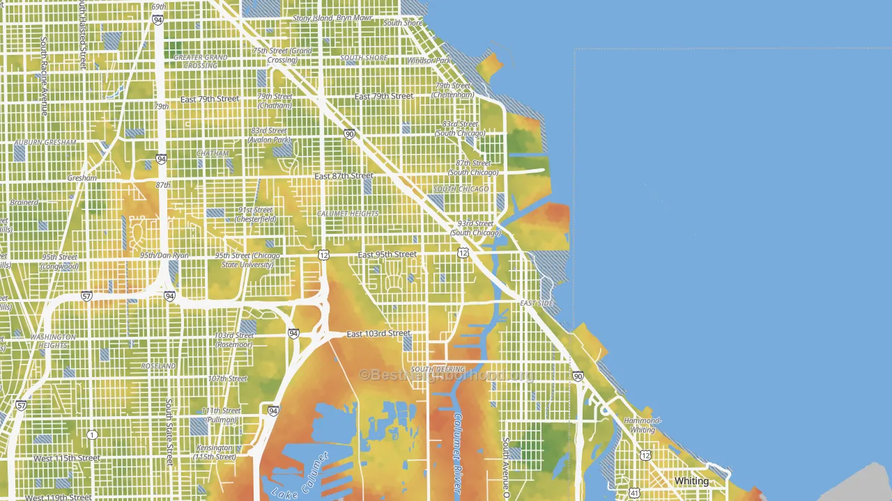 Bike Grade map of 60617, IL