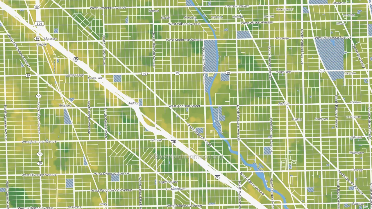Bike Grade map of 60618, IL