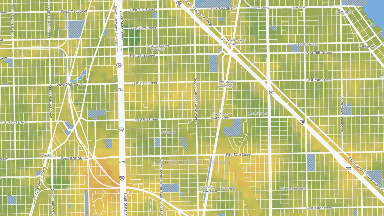 Bike Grade map of 60619, IL