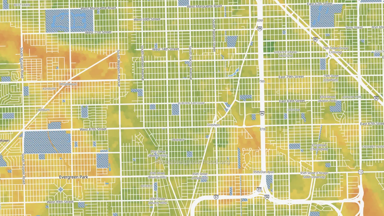 Bike Grade map of 60620, IL