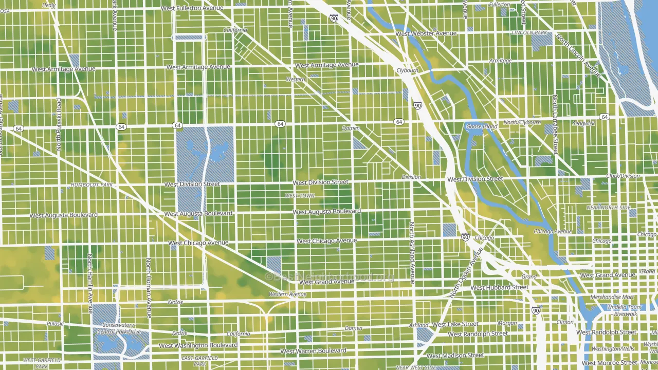 Bike Grade map of 60622, IL