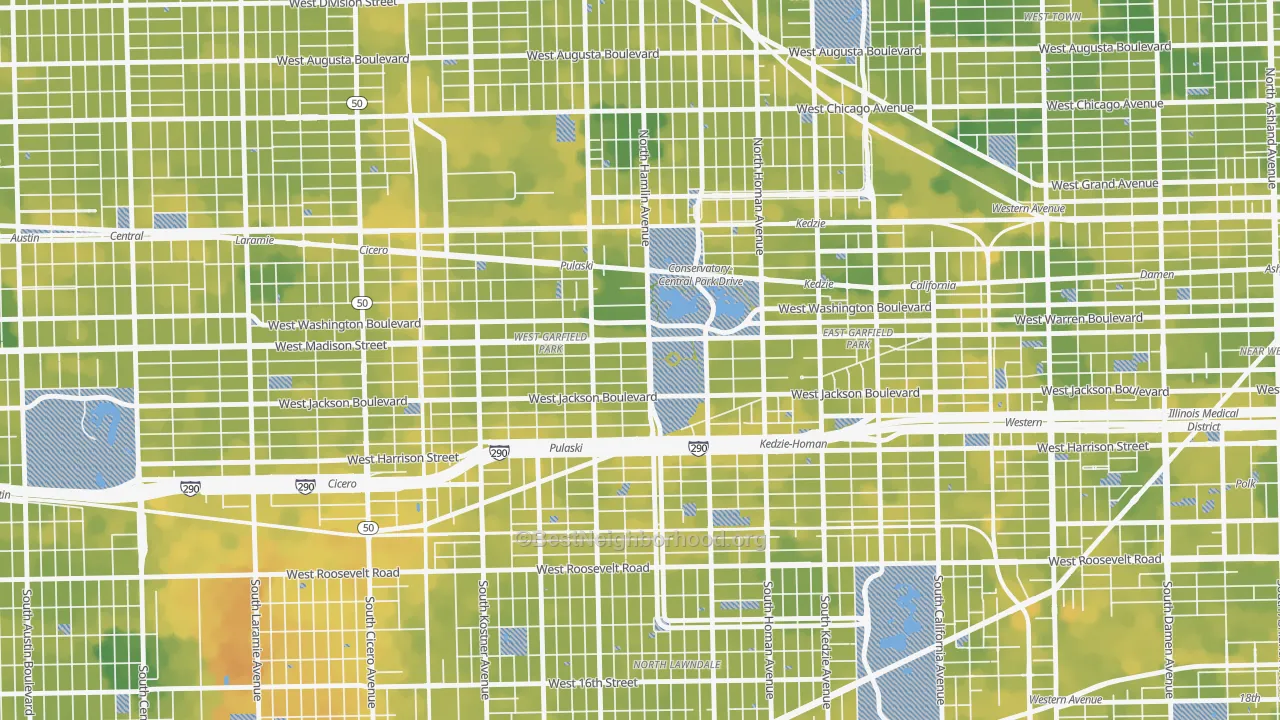 Bike Grade map of 60624, IL