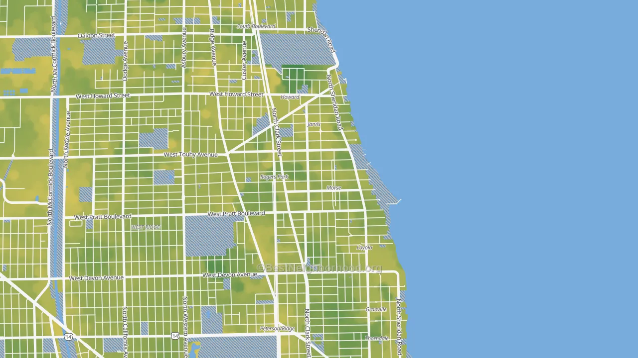 Bike Grade map of 60626, IL