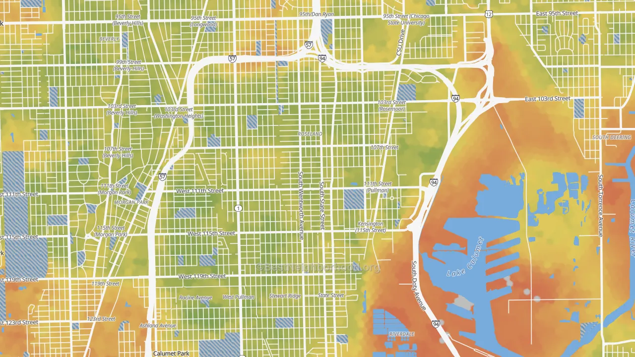 Bike Grade map of 60628, IL