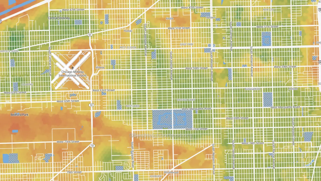 Bike Grade map of 60629, IL