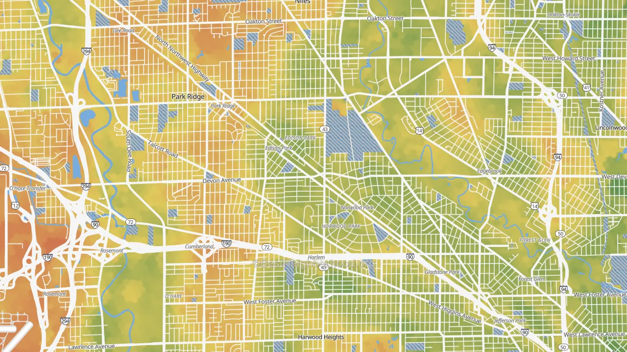 Bike Grade map of 60631, IL