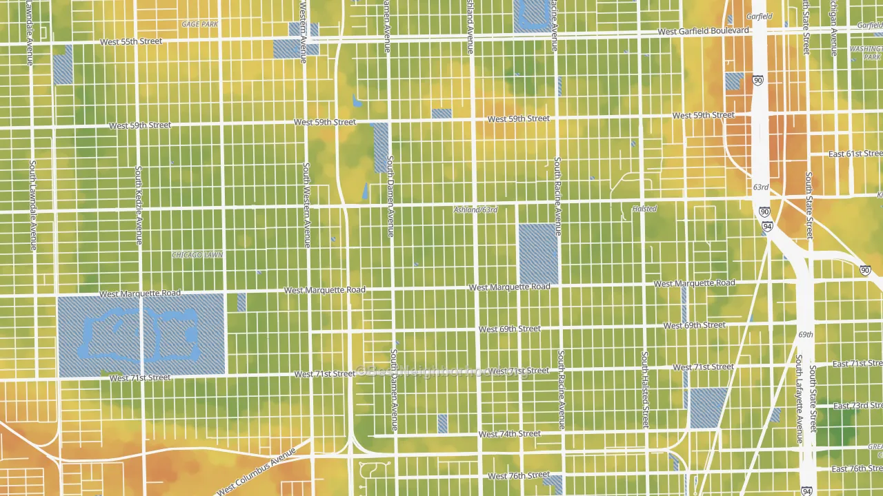 Bike Grade map of 60636, IL