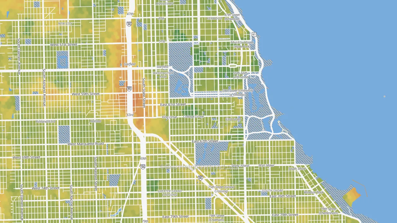 Bike Grade map of 60637, IL