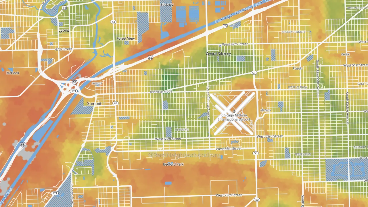 Bike Grade map of 60638, IL