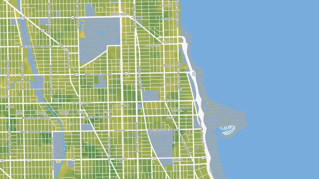 Bike Grade map of 60640, IL