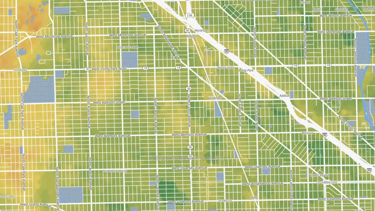 Bike Grade map of 60641, IL