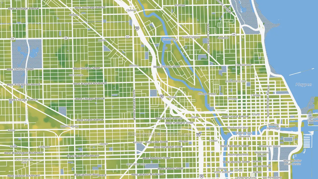 Bike Grade map of 60642, IL