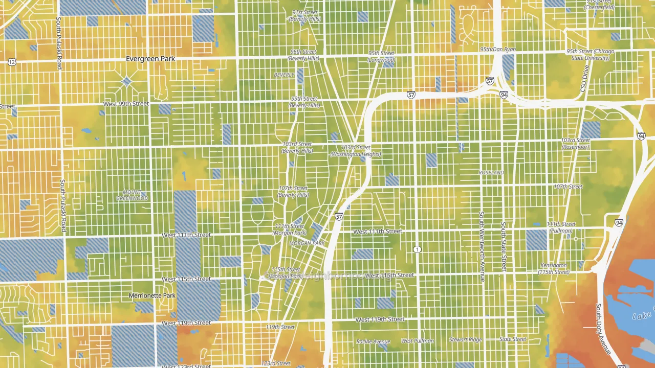 Bike Grade map of 60643, IL