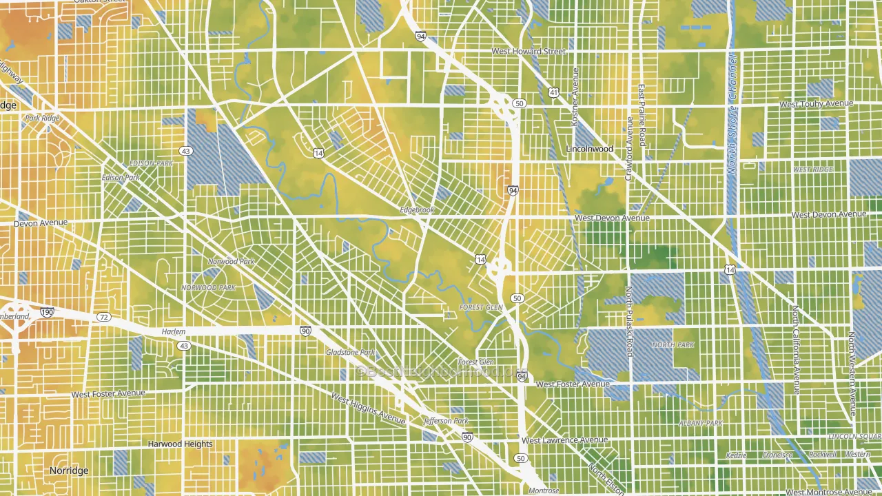 Bike Grade map of 60646, IL