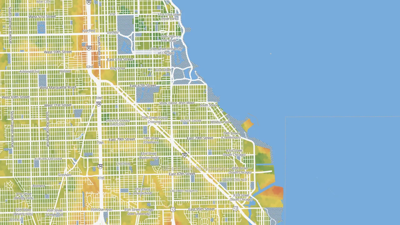 Bike Grade map of 60649, IL