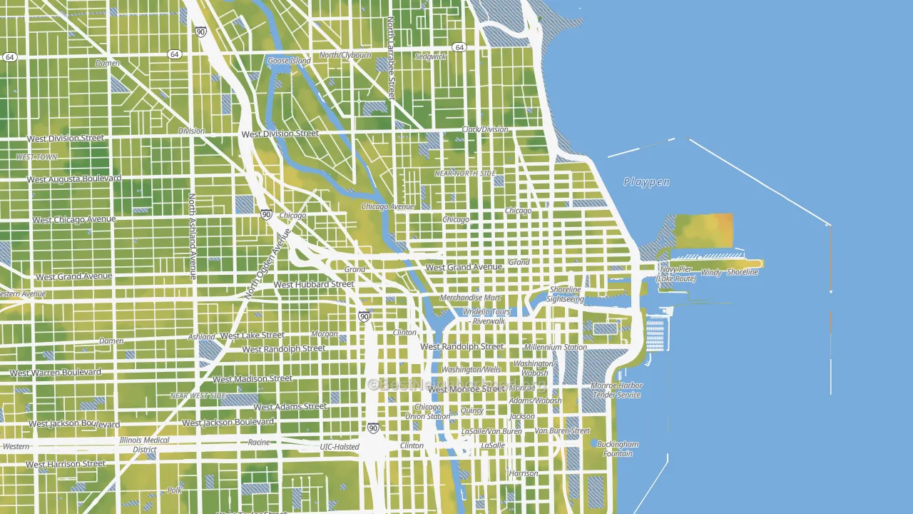 Bike Grade map of 60654, IL