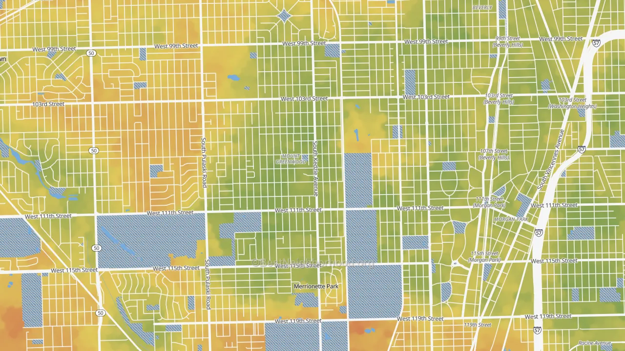 Bike Grade map of 60655, IL