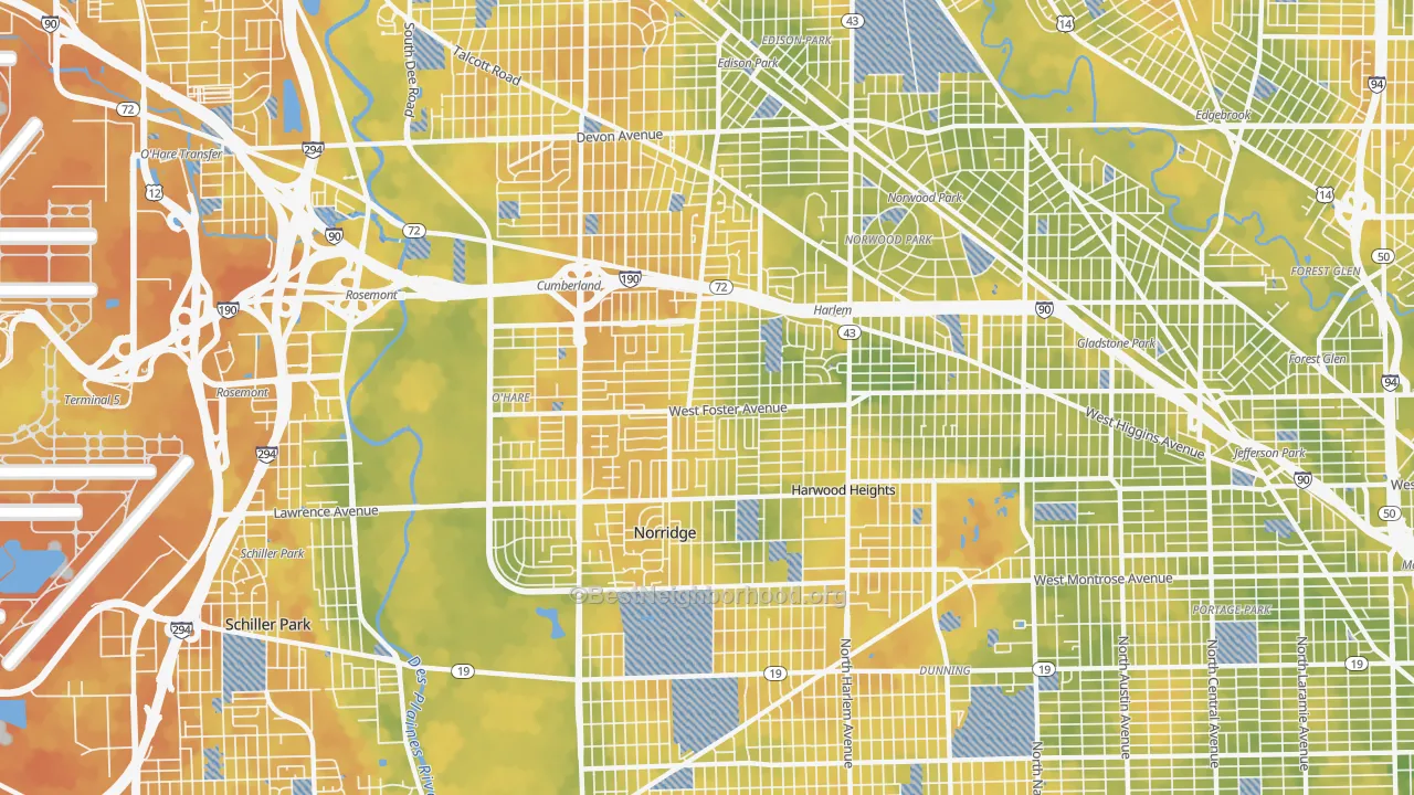 Bike Grade map of 60656, IL