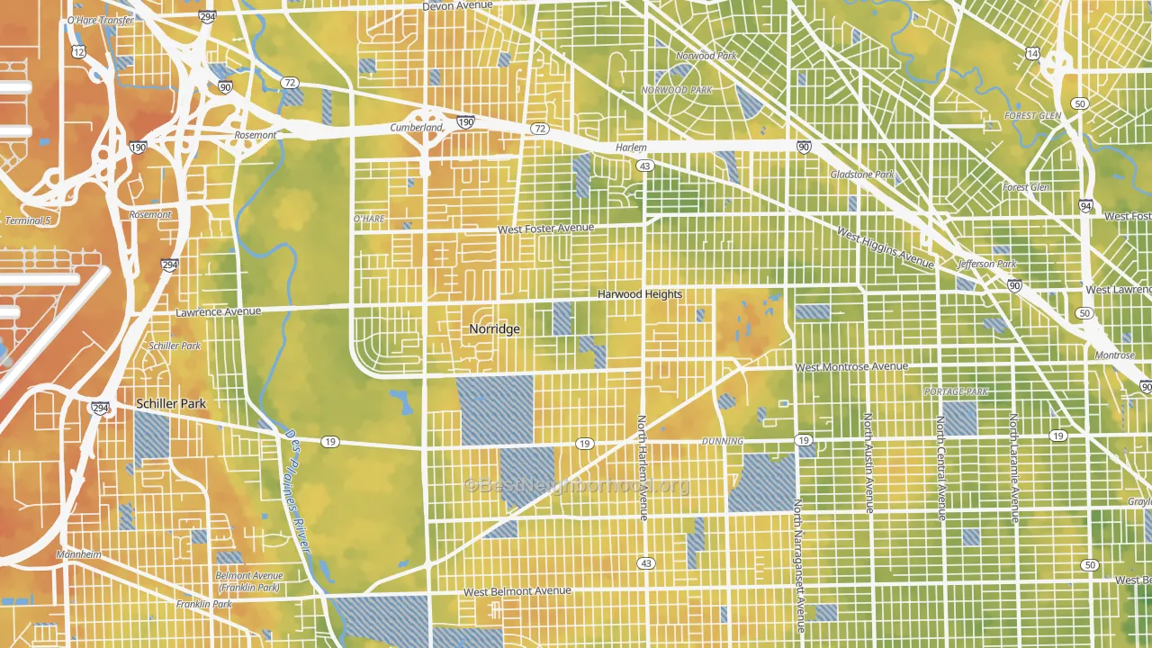 Bike Grade map of 60706, IL