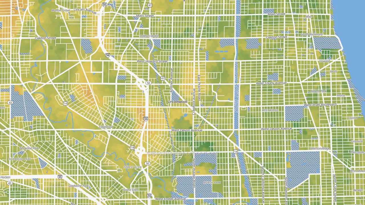 Bike Grade map of 60712, IL